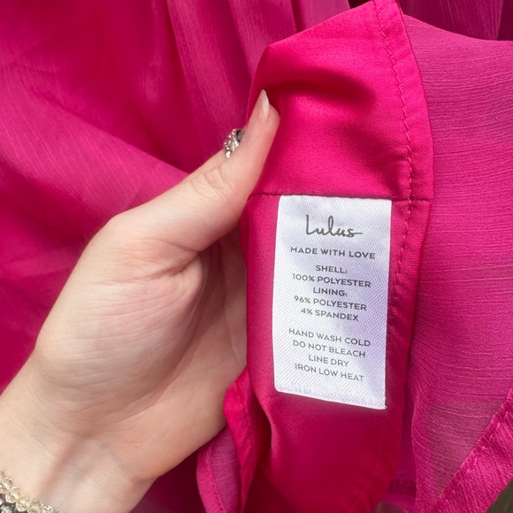 Lulu's Bright Pink Off-Shoulder Fluttery Babydoll Puff Sleeve Blouse - Picture 5 of 9